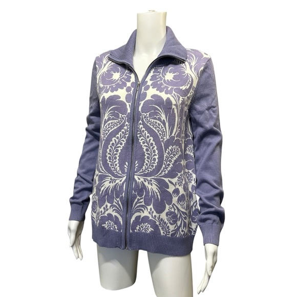 Weekends by Chico's Floral Cardigan Purple Size XS - Picture 4 of 7